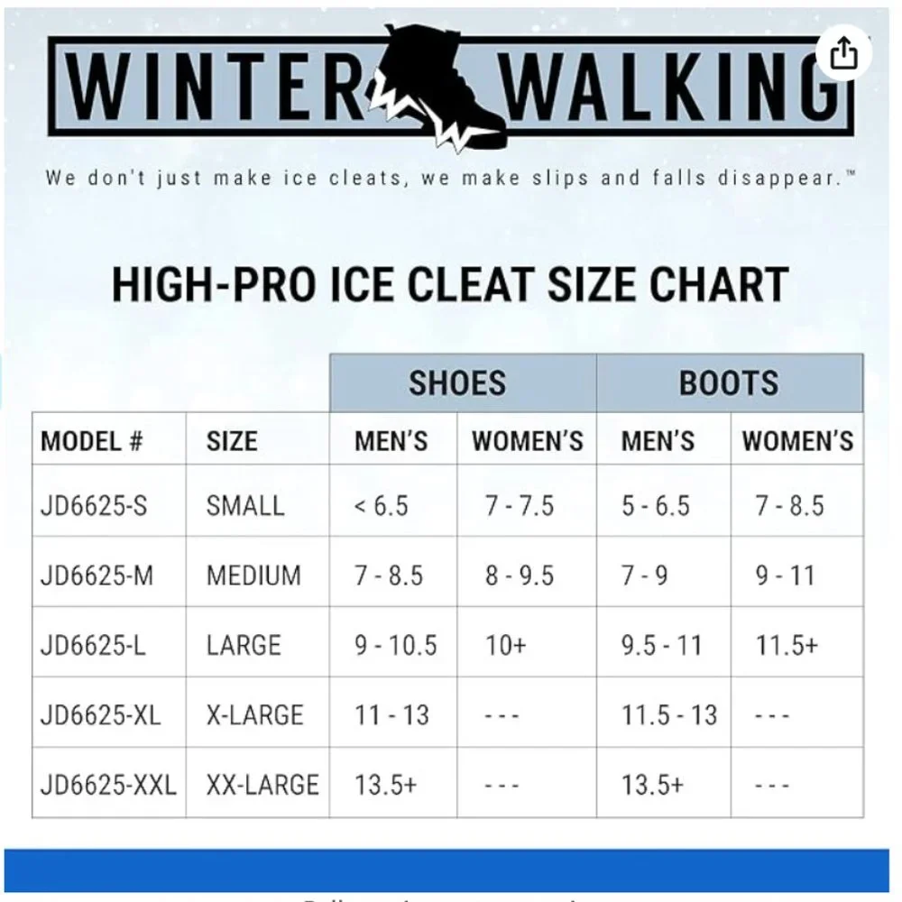 NIB- Winter Walking High-Pro Ice Cleats Size XL (11-13)